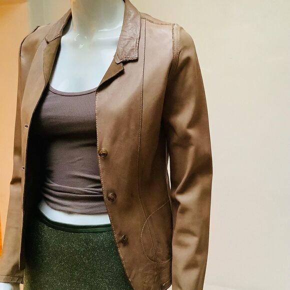 BLUR LAMB SKIN LEATHER JACKET VINTAGE MADE IN ITALY Small - Picture 1 of 14